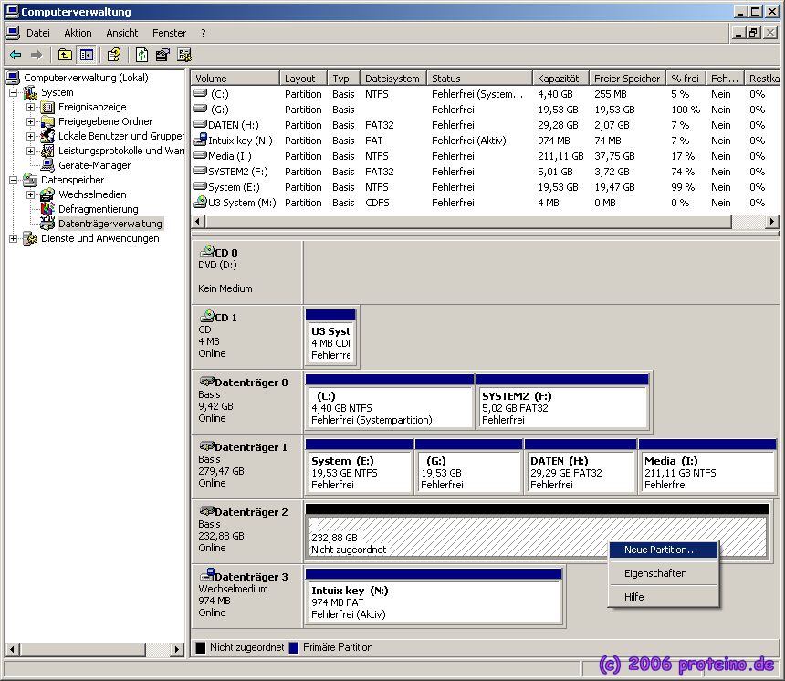 Datentrgerverwaltung Windows XP