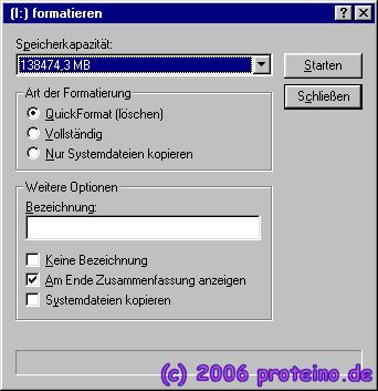 Datentrger-Formatierung Windows 98