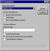 Datentr�ger-Formatierung Windows 98